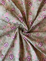 Beige Handloom Chanderi Embriodered Fabric