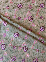 Beige Handloom Chanderi Embriodered Fabric
