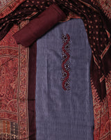 Chanderi Hand Embroidered Suit with Chinon Digital Printed Dupatta