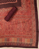 Chanderi Hand Embroidered Suit with Chinon Digital Printed Dupatta