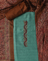 Chanderi Hand Embroidered Suit with Chinon Digital Printed Dupatta