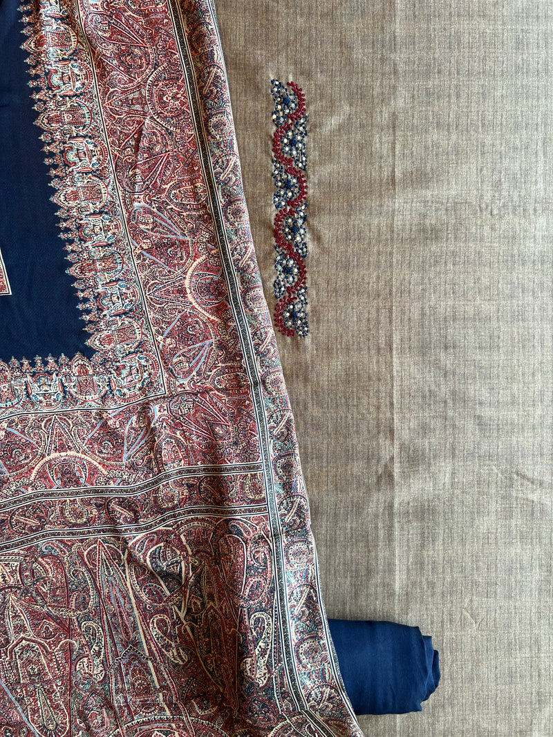 Chanderi Hand Embroidered Suit with Chinon Digital Printed Dupatta