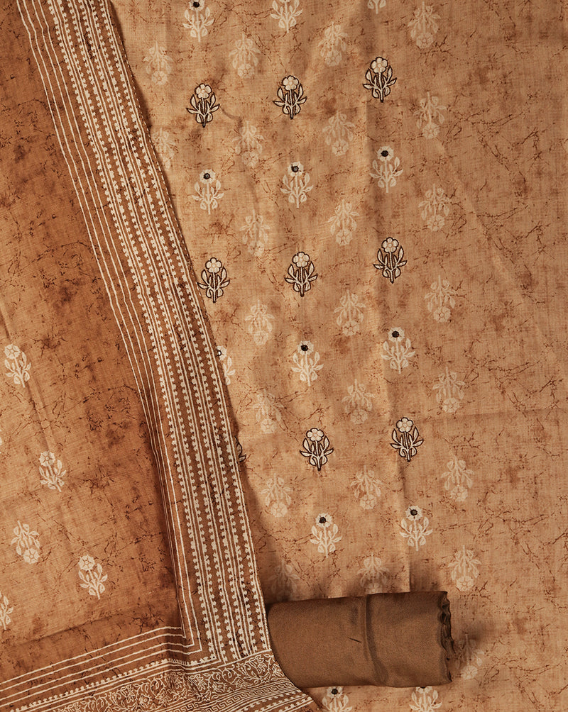 Chanderi Hand Embroidered Suit with Chanderi Printed Dupatta