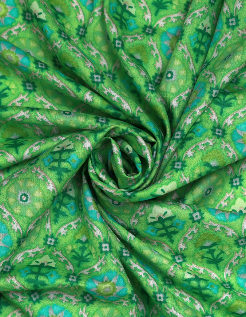 Green Cotton Printed Fabric