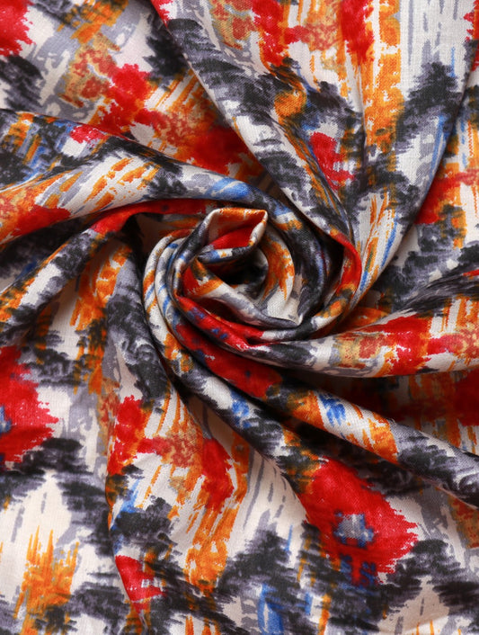 Red Cotton Printed Fabric