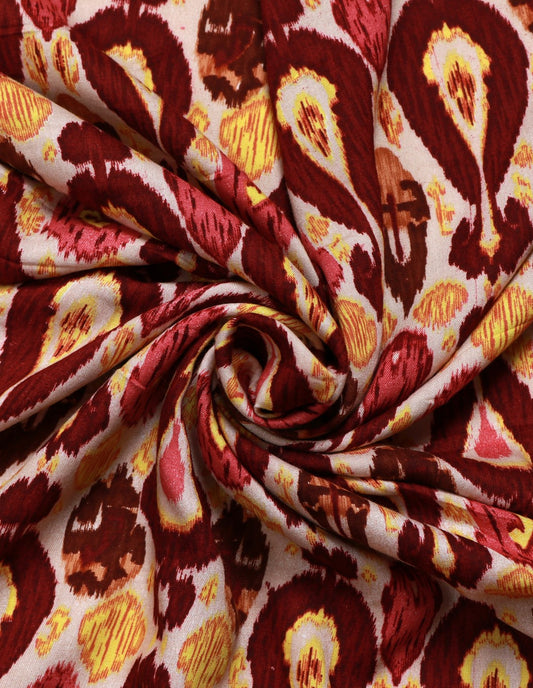 Beige Rayon Printed Fabric