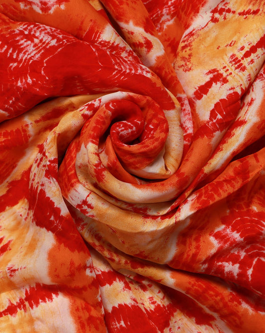 Red Satin Printed Fabric