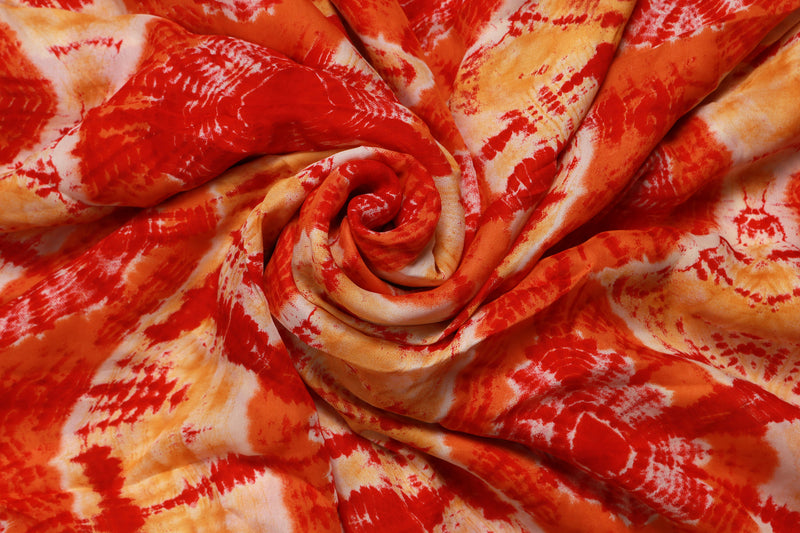 Red Satin Printed Fabric