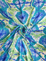 Blue Satin Printed Fabric