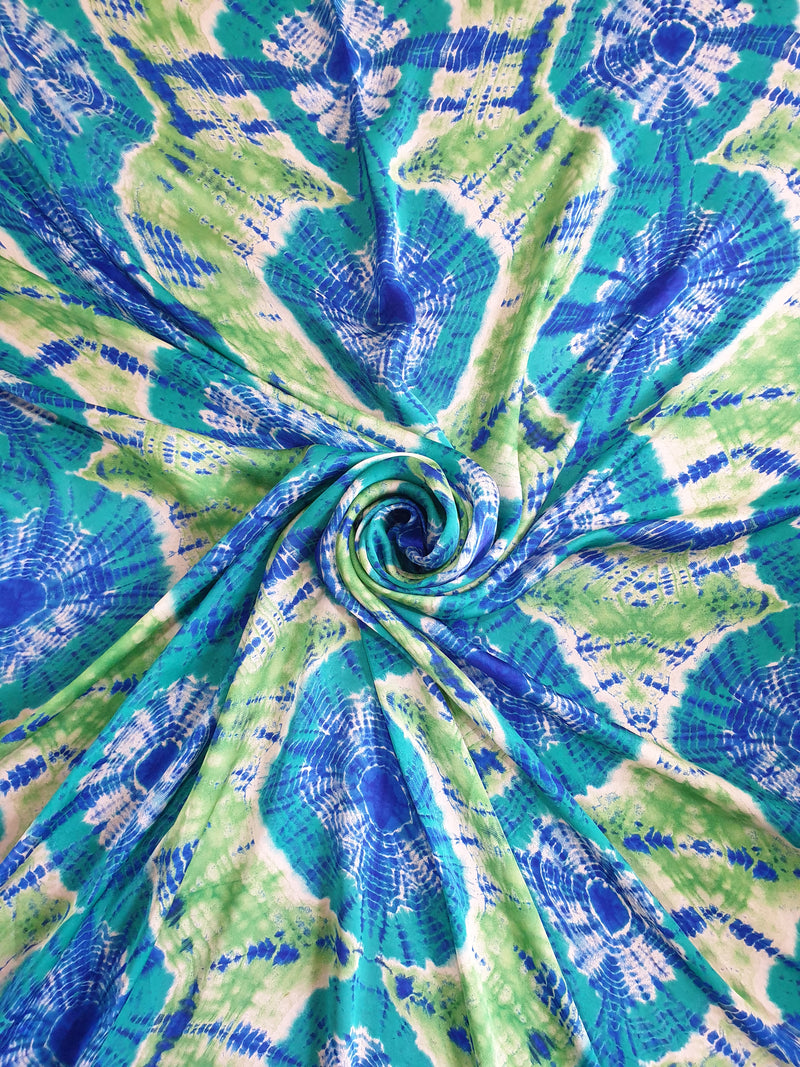 Blue Satin Printed Fabric