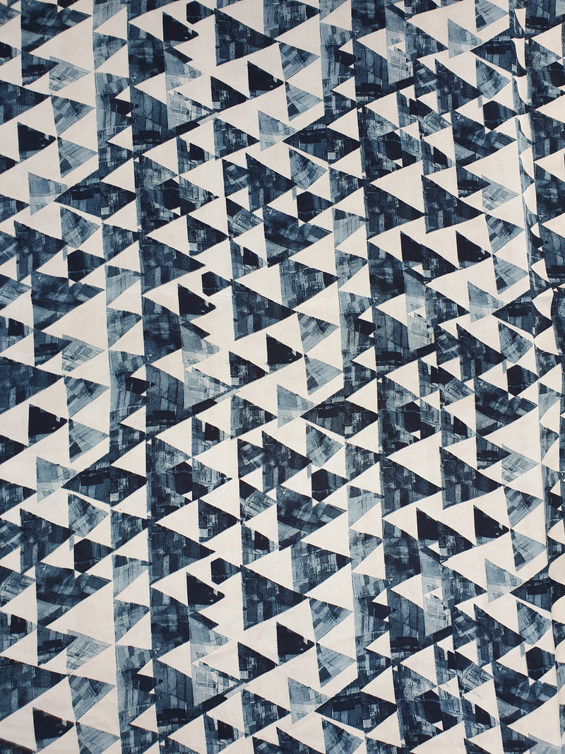 Grey Satin Geometrical Print Fabric