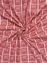Rust Abstract Print Cotton Fabric