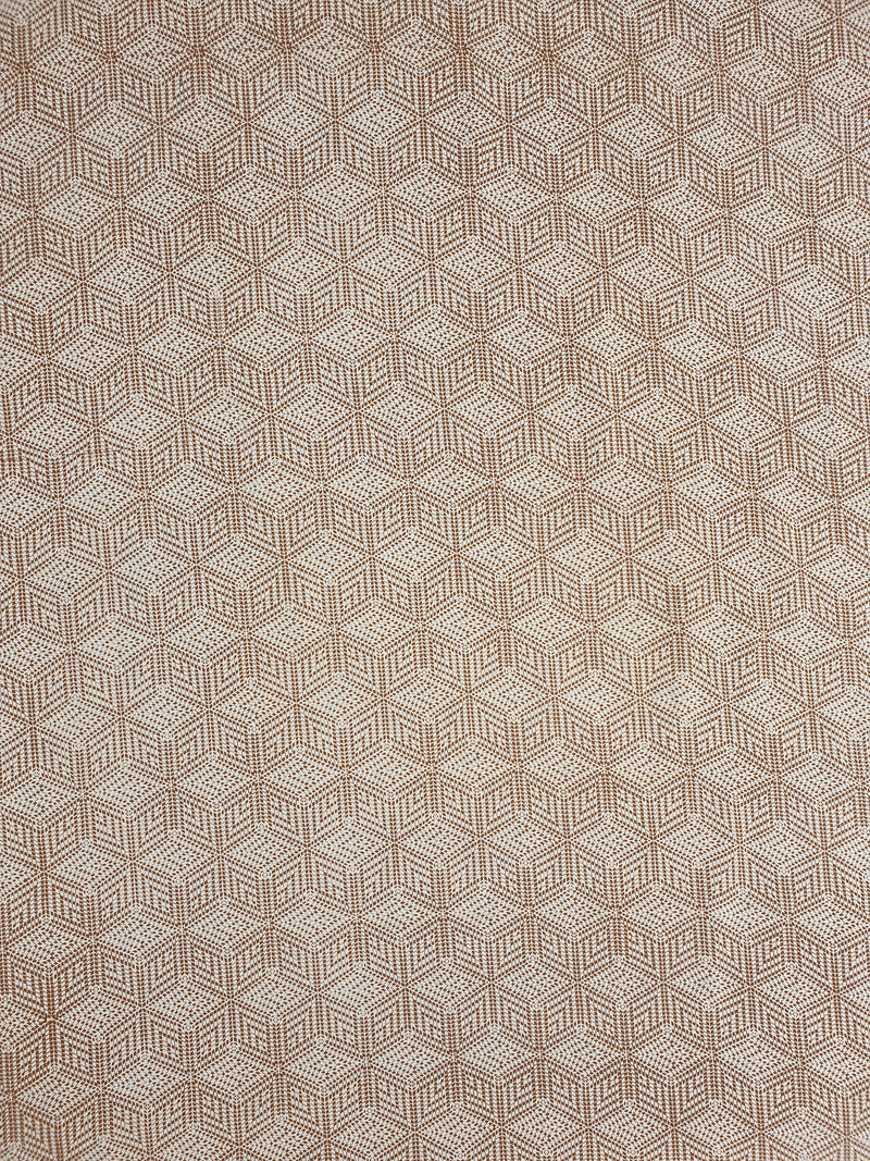 Beige Cotton Geometrical Print Fabric