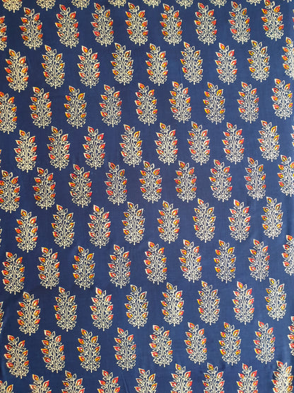 Blue Floral Rayon Printed Fabric