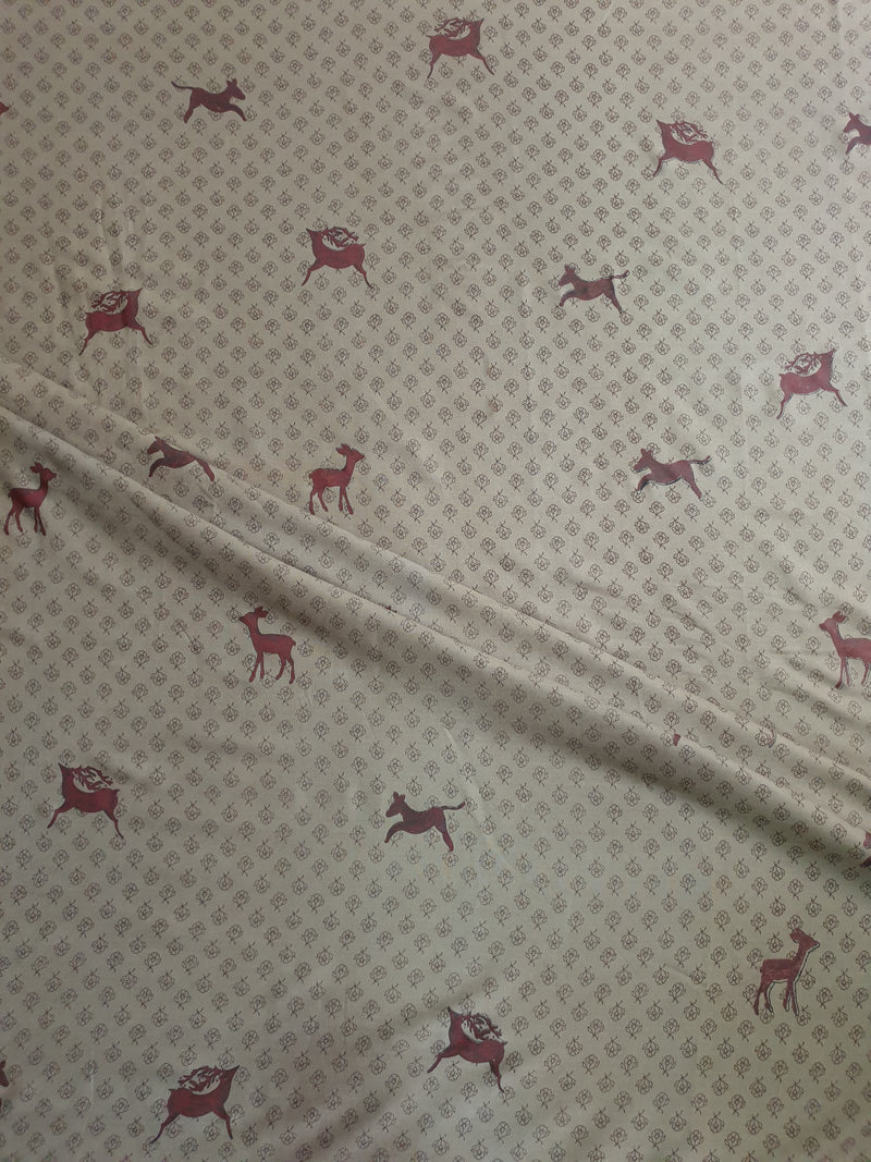 Brown Deer Print Rayon Fabric