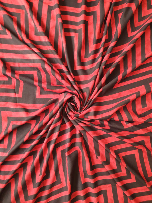 Wine Geometrcial Print Rayon Fabric