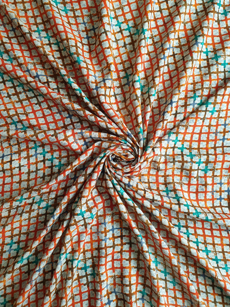 Multi Colour Geometrical Print Rayon Fabric