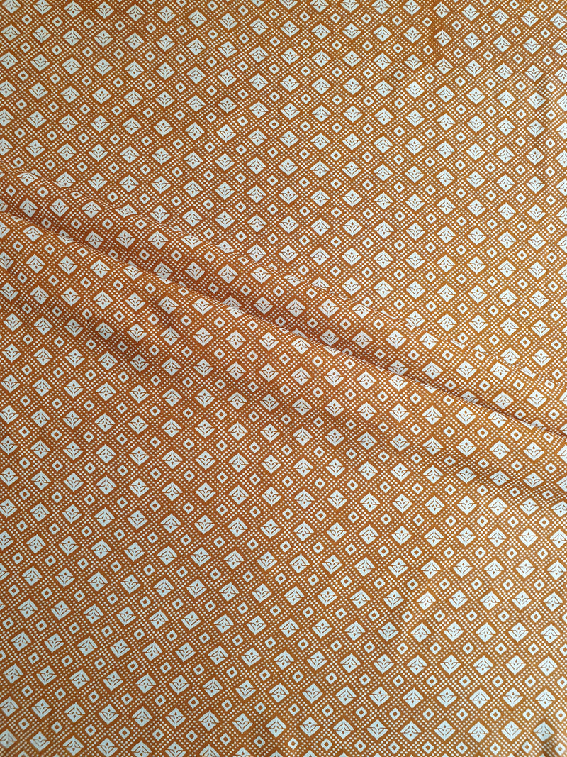 Beige Geometrical Print Rayon Fabric