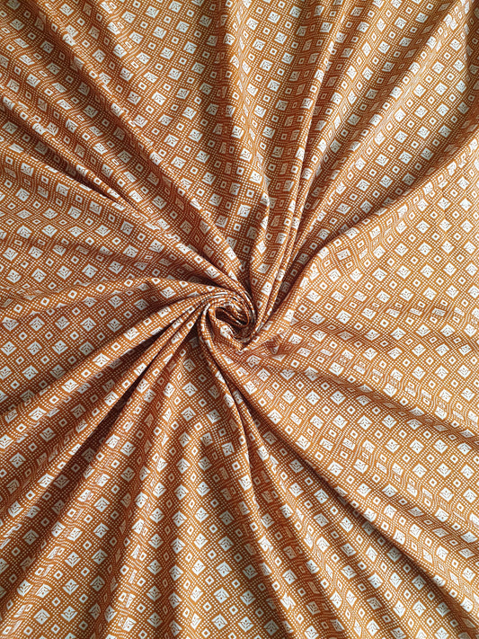 Beige Geometrical Print Rayon Fabric