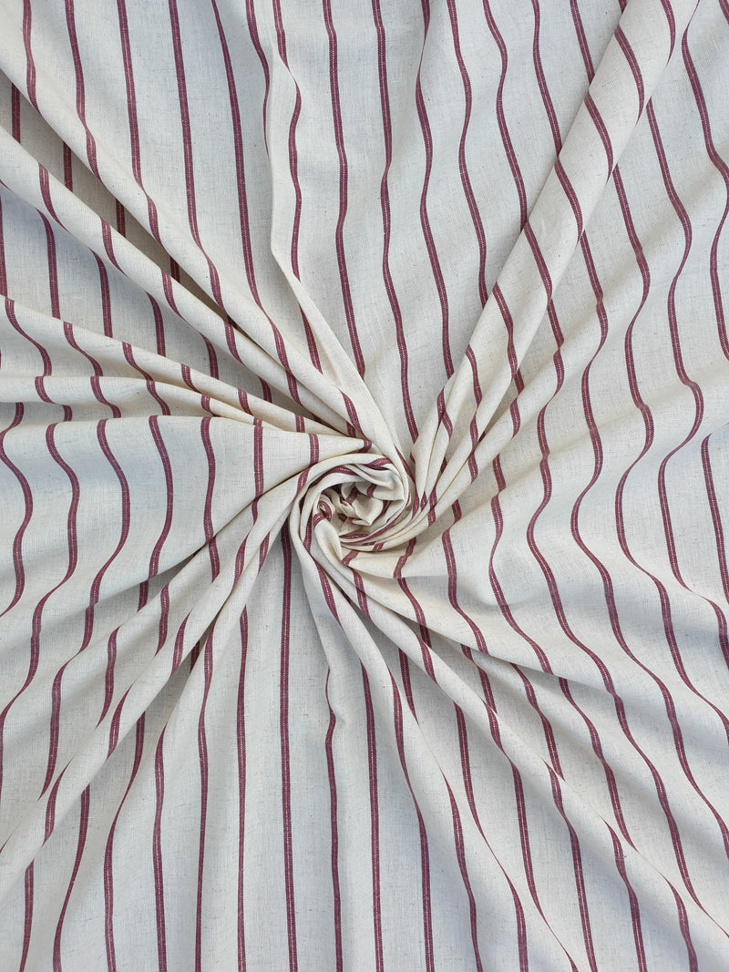 Weaved Red Stripes Cotton Fabric