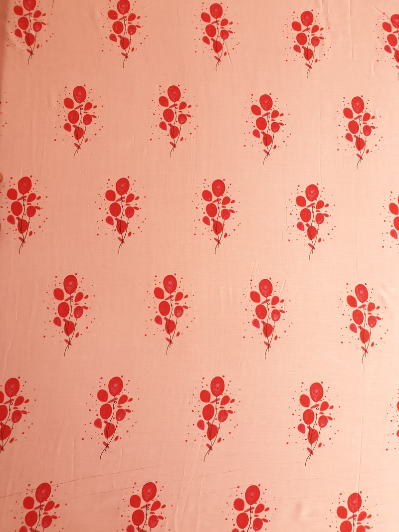 Pink Printed Rayon Fabric