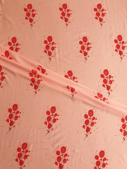 Pink Printed Rayon Fabric