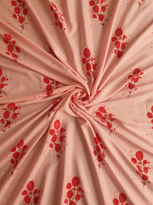 Pink Printed Rayon Fabric