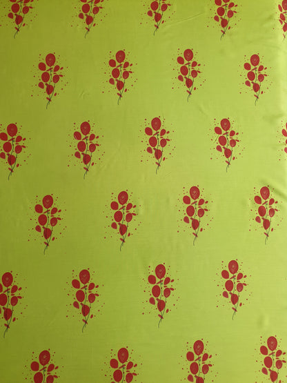 Parrot Green Printed Rayon Fabric