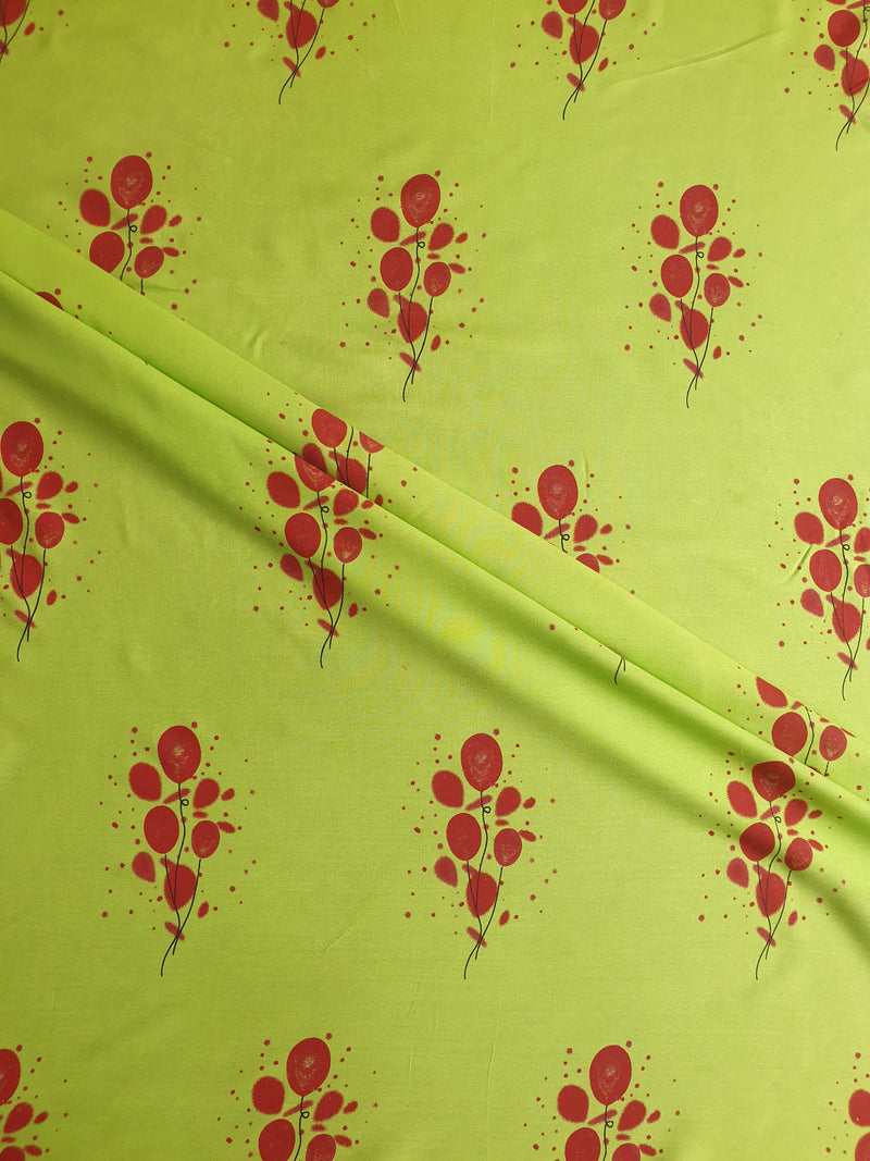 Parrot Green Printed Rayon Fabric