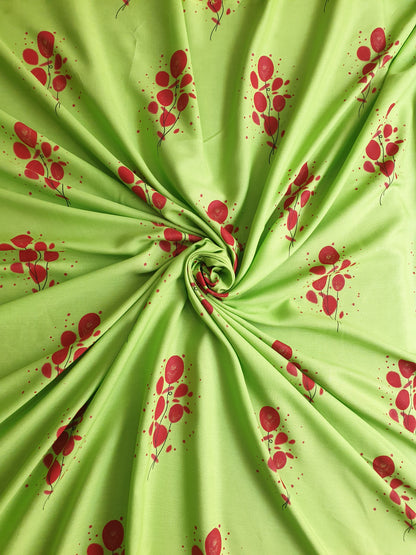 Parrot Green Printed Rayon Fabric