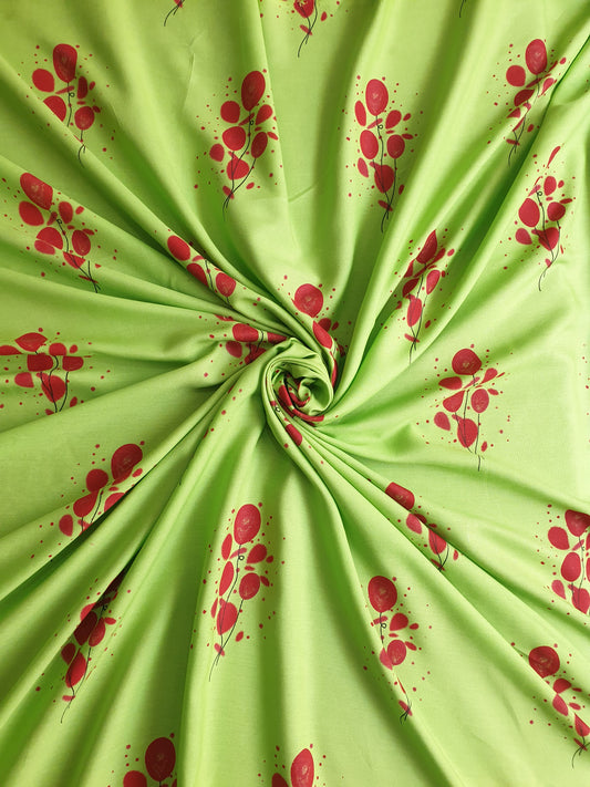 Parrot Green Printed Rayon Fabric