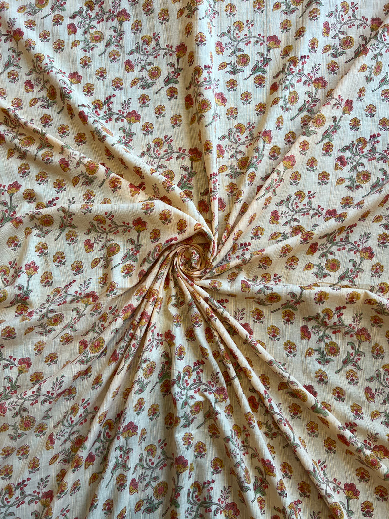 Lemon Floral Printed Cotton Fabric
