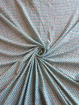 Sky Blue Leaf Block Printed Fabric