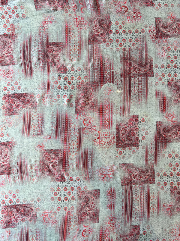 Grey Abstract Print Muslin Fabric