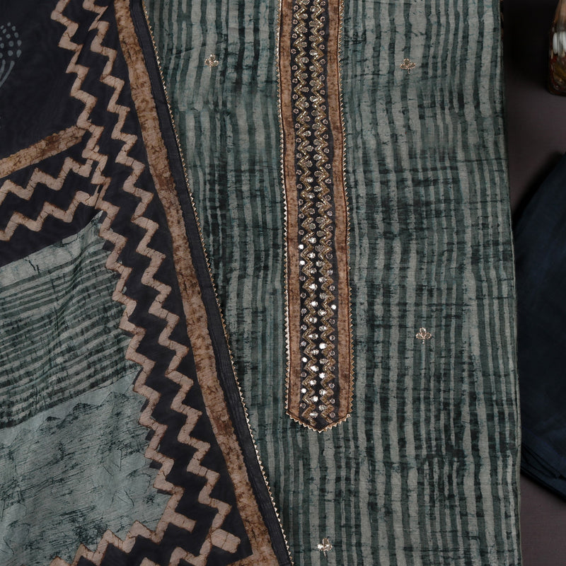 Tube Work Designer Chanderi Suit Set