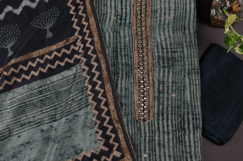 Tube Work Designer Chanderi Suit Set