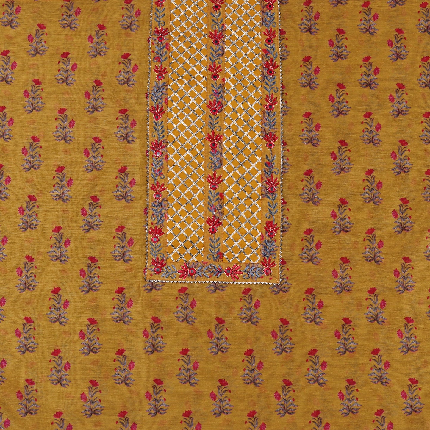 Mustard Embroidered Suit Set