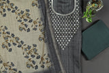 Grey Hand Gota Suit Set with Floral Dupatta
