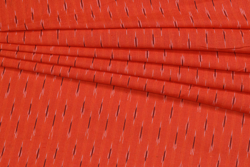 Orange Cotton Ikkat Fabric