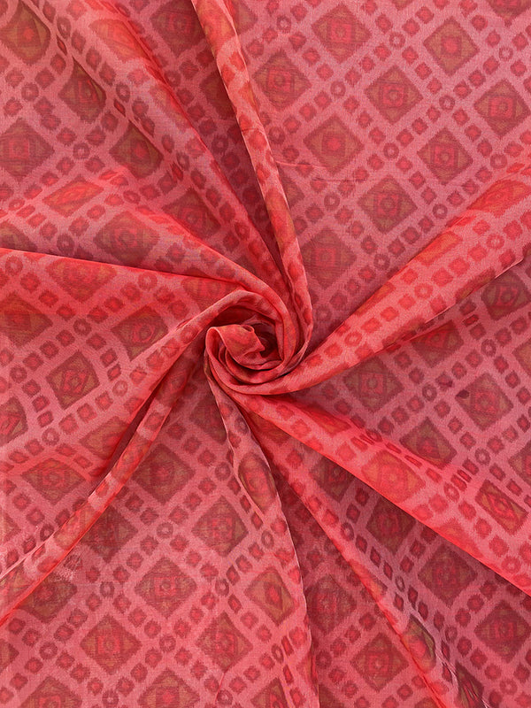 Red Chanderi Weaved Fabric
