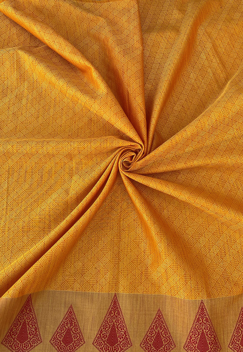 Mustard Weaved Maheshwari Fabric