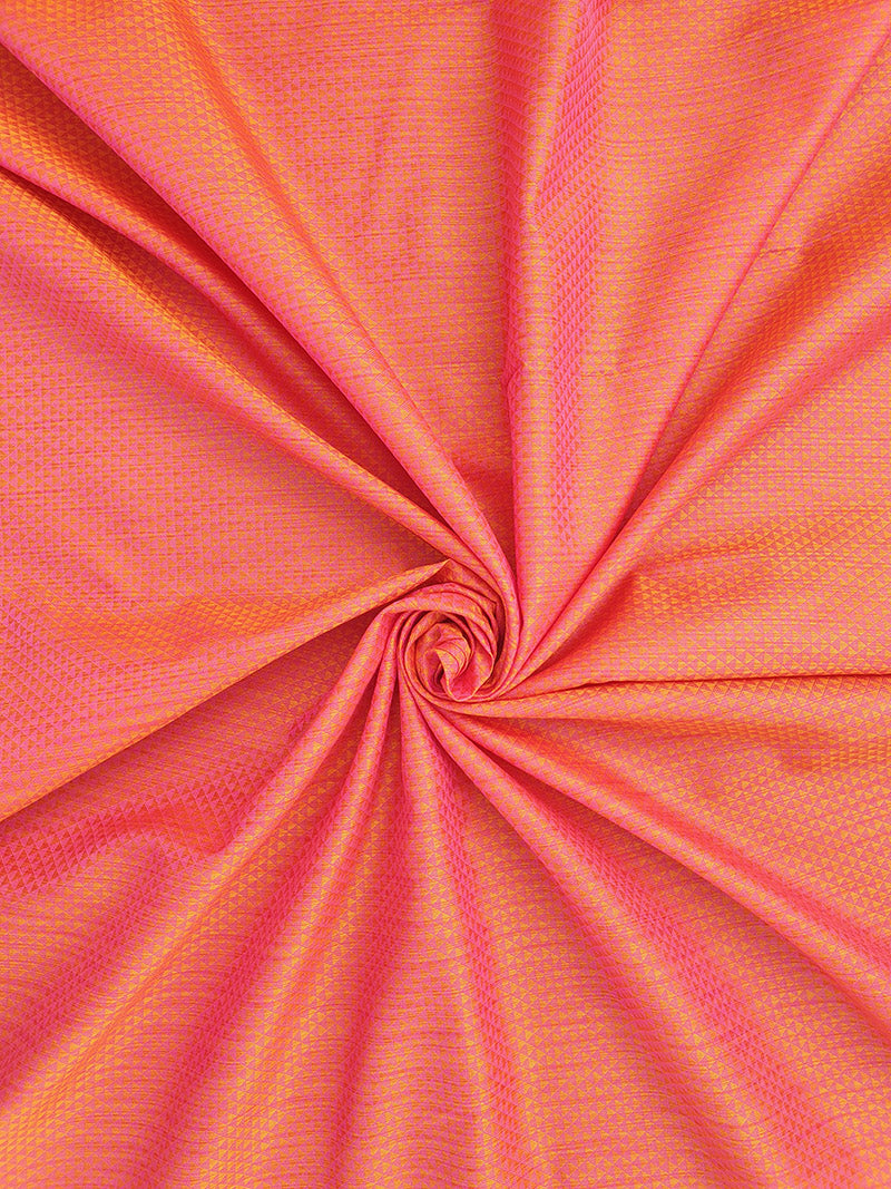 Peach Maheshwari Weaved Fabric
