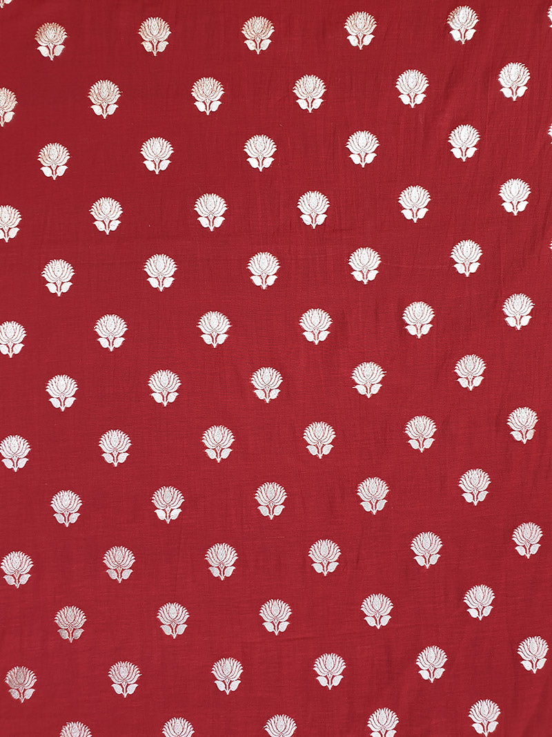 Red Weaved Chanderi Fabric