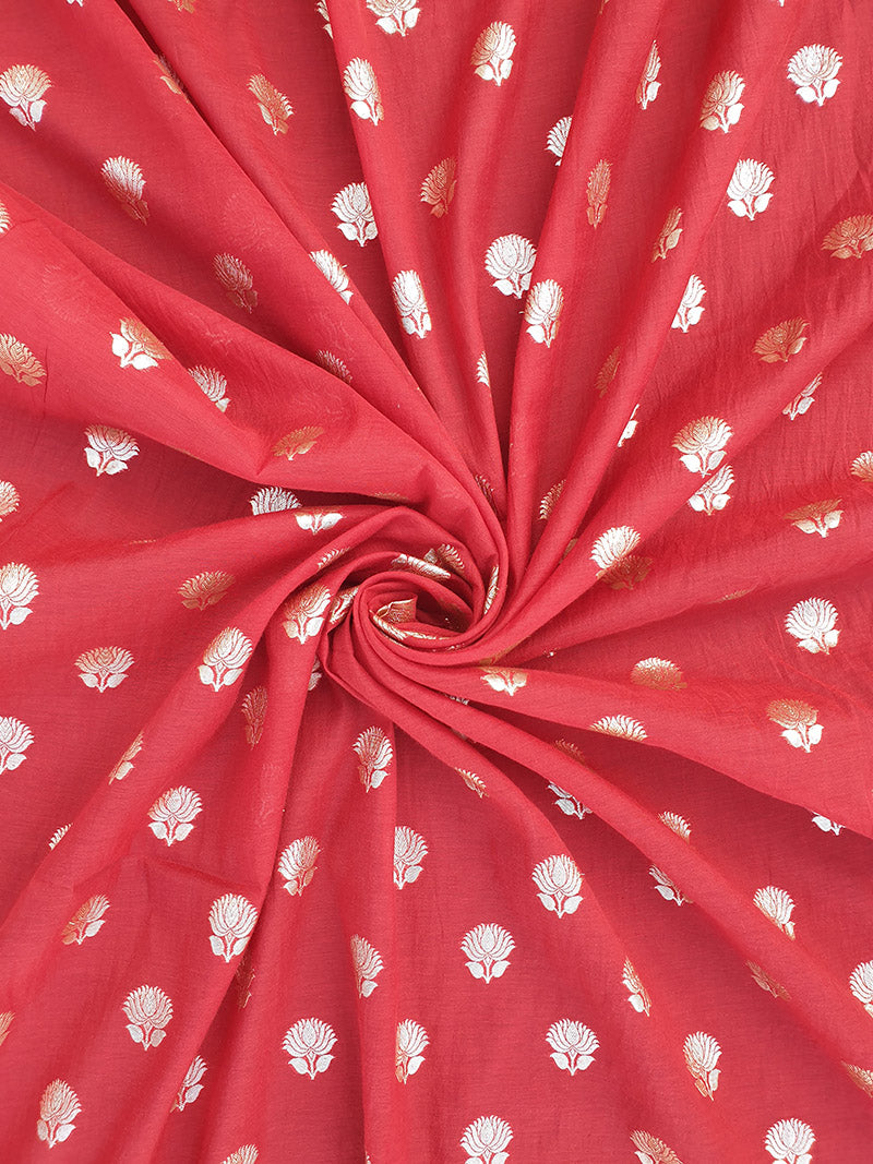 Red Weaved Chanderi Fabric